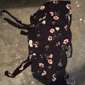 Hollister Black Floral Crop Top